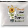 JXGZSO Jxgzso Sunflower Makeup Bag Organizer Break Your Limits Outgrow Yourself Sunflower Purse Bag Positive Affirmation Gifts For Women | Handbag Accessories