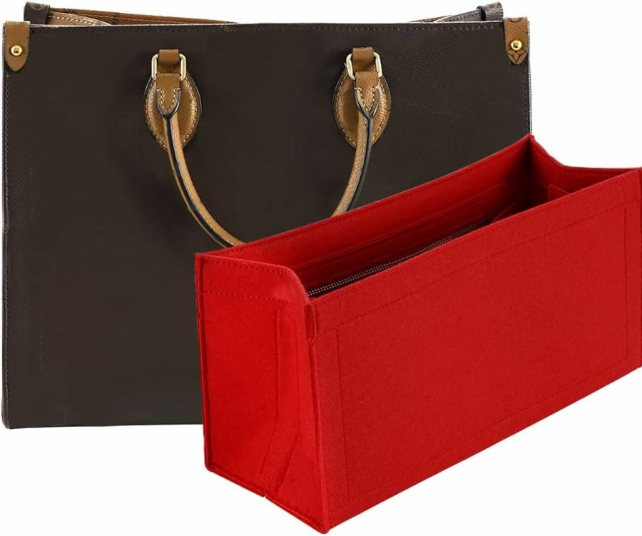 Generic Felt Handbag Insert Fit Onthego Gm Premium Felt Organizer For Your Designer Bags (Xlarge, Red) | Handbag Accessories