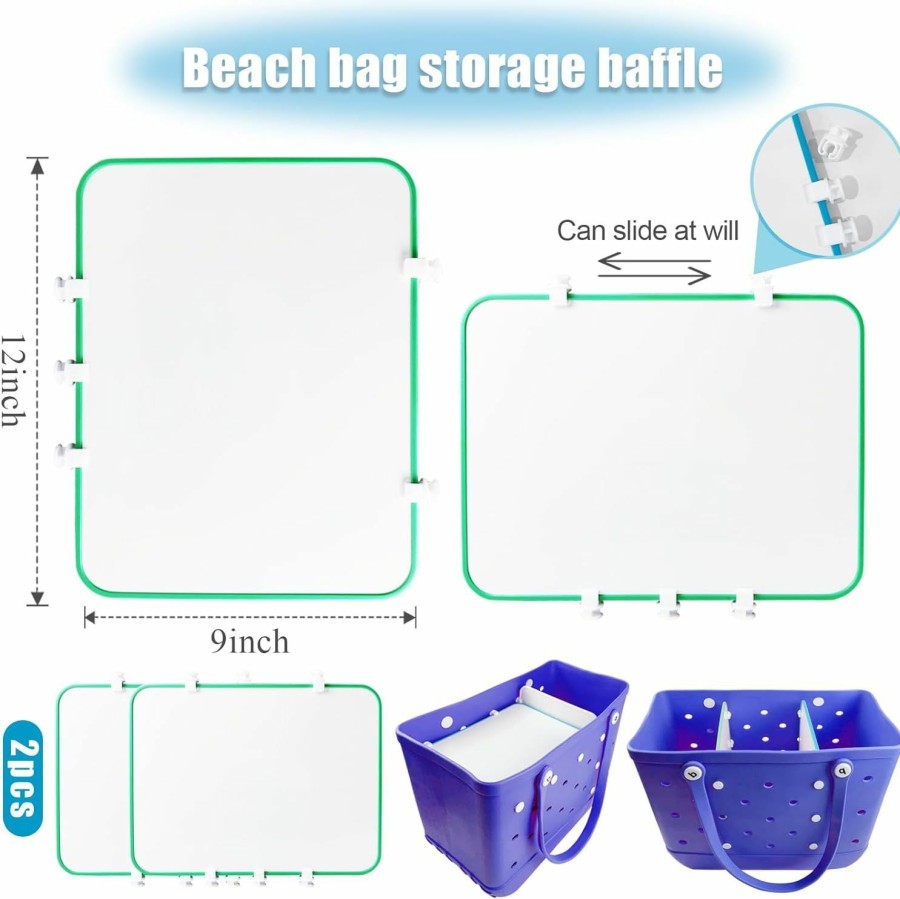 Sirufud Sirufud 2 Pcs Beach Bag Divider Tray For Bogg Bag, Organizer Tray Compatible With Xl Bogg Bag Accessories, Help With Organizing Your Bogg Bag And Divide Space (Green) | Handbag Accessories