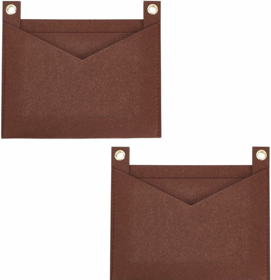 WADORN Wadorn 2Pcs Felt Purse Insert Organizer, Mini Handbag Shaper Rectangle Pocket Insert Liner Envelope Bag Organizer Insert With Grommets Bag In Bag For Women Clutch Pochette Purse, 7.2X8.6 Inch, Brown | Handbag Accessories