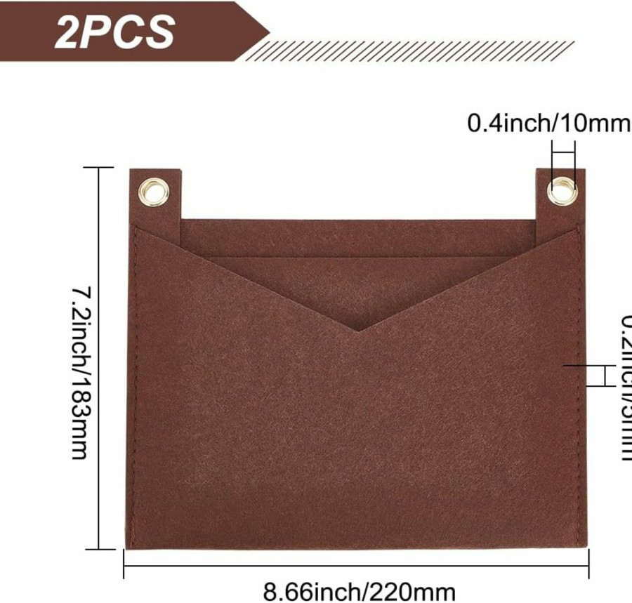 WADORN Wadorn 2Pcs Felt Purse Insert Organizer, Mini Handbag Shaper Rectangle Pocket Insert Liner Envelope Bag Organizer Insert With Grommets Bag In Bag For Women Clutch Pochette Purse, 7.2X8.6 Inch, Brown | Handbag Accessories