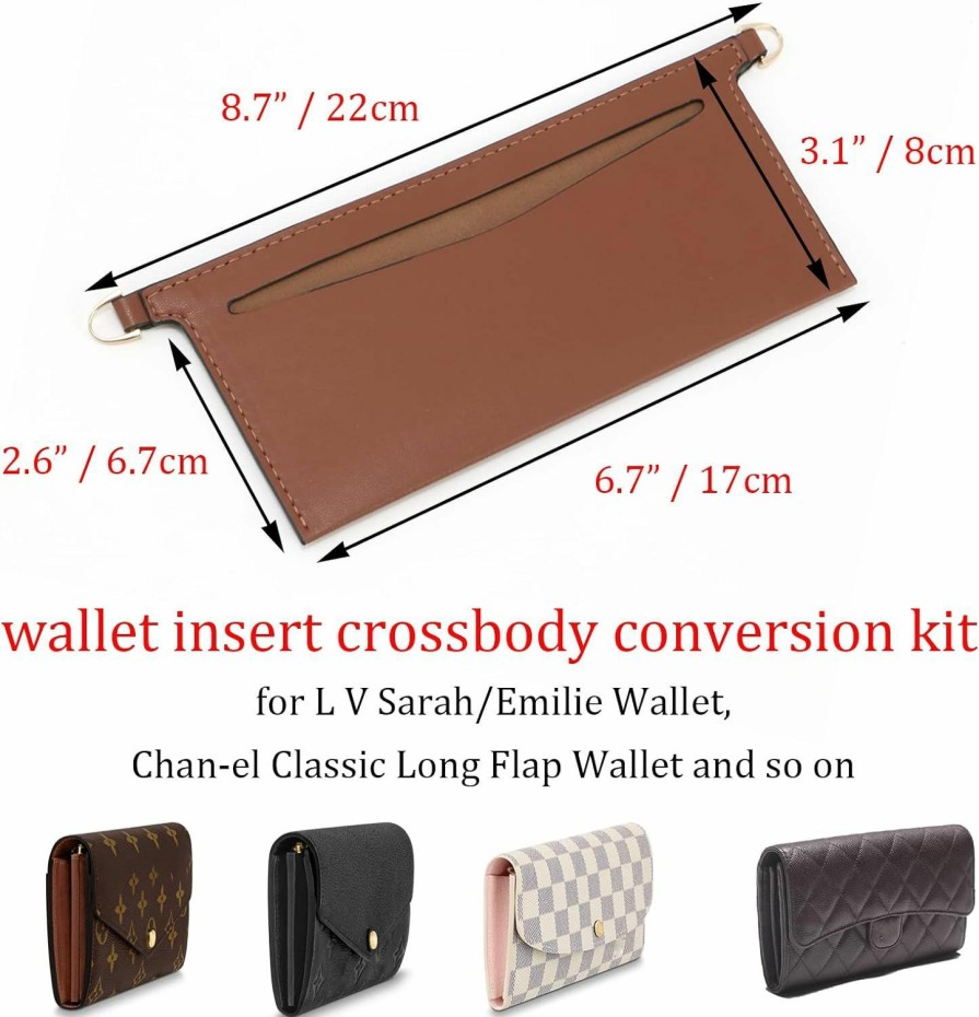 COICOIC Coicoic Purse Insert Organizer Conversion Kit For Emilie Wallet, Crossbody Conversion Kit Compatible With Lv Sarah Wallet, Convert Classic Long Flap Wallet Into Crossbody Bag (Black) | Handbag Accessories