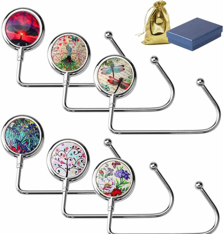 BEAVOING Purse Hooks Beavoing Set Of 6 Purse Hooks,Purse Hooks For Table, Mixed Pattern Table Hanger For Women &Girl Gift | Handbag Accessories