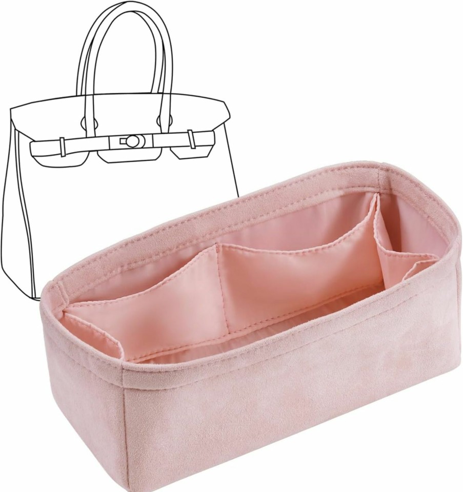 LOUKAYCCI Loukaycci Purse Organizer Insert Velvet Luxury Handbag Tote Fits Birkin25/30/35/40 Bags (Pink, Bk25) | Handbag Accessories