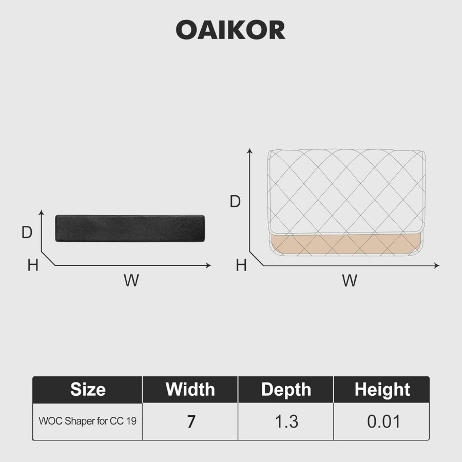 OAikor Oaikor Leather Base Woc Shaper For Handbags,Purse Saver And Insert For Wallet On Chain Bags,Suitable For Chanel 19 And More(Leather-Black) | Handbag Accessories