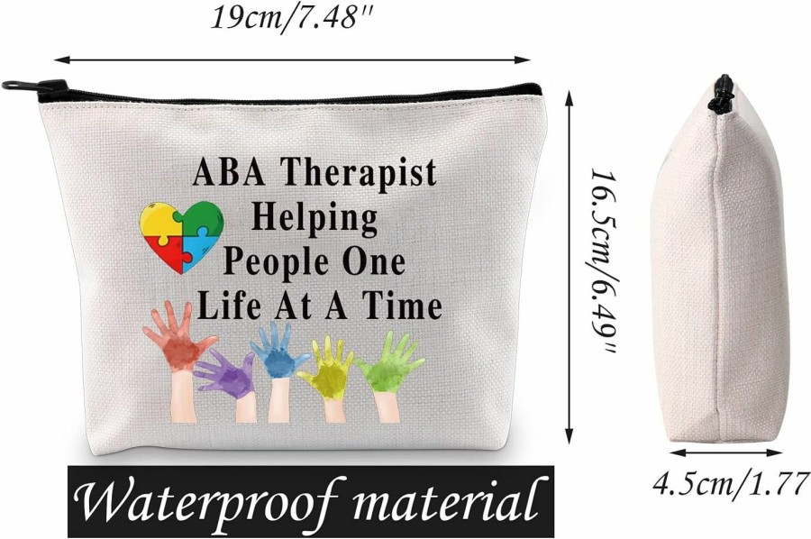 JNIAP Jniap Aba Therapist Gift Autism Teacher Cosmetic Bag Aba Therapist Helping People One Life At A Time Makeup Pouch (Aba Therapist Bag) | Handbag Accessories