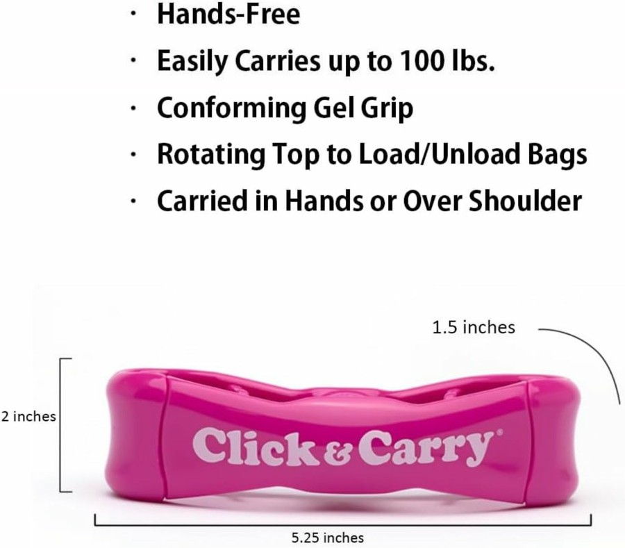 Click & Carry Click & Carry Grocery Bag Carrier, 2 Pack, Black - As Seen On Shark Tank, Soft Cushion Grip, Hands Free Grocery Bag Carrier, Plastic Bag Holder, Haul Sports Gear, Click And Carry With Ease | Handbag Accessories