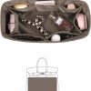 KINGS IN BAG Organizer Silky Insert For Purse Bags & Tote Bags, Luxury Bags Storage With Satins Material, Fits For Birkin 25 Bags, Lightweight Shaper For Daily Use, 8 Pockets Etoupe Grey, Birkin25 | Handbag Accessories