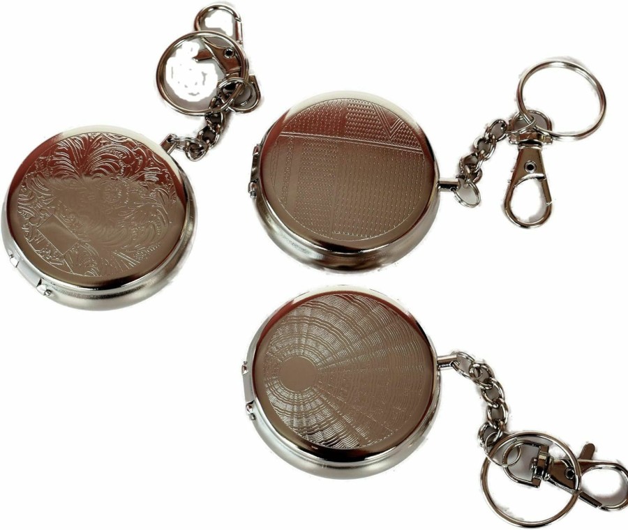 2.J. 2.J. Set Of 3 Portable Round Pocket Ashtrays, Beach Ashtray, Small Anti-Odor Metal Ashtray, Can Be Used As A Pill Box With Cigarette Rest That Unfolds When Opening The Ashtray | Handbag Accessories