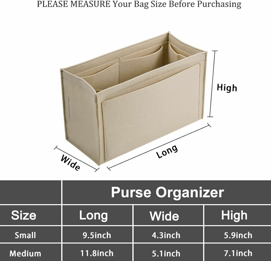 LOUKAYCCI Loukaycci Purse Organizer Insert For Marc Jacobs S Tote Felt Bag Organizer (Beige, Medium) | Handbag Accessories