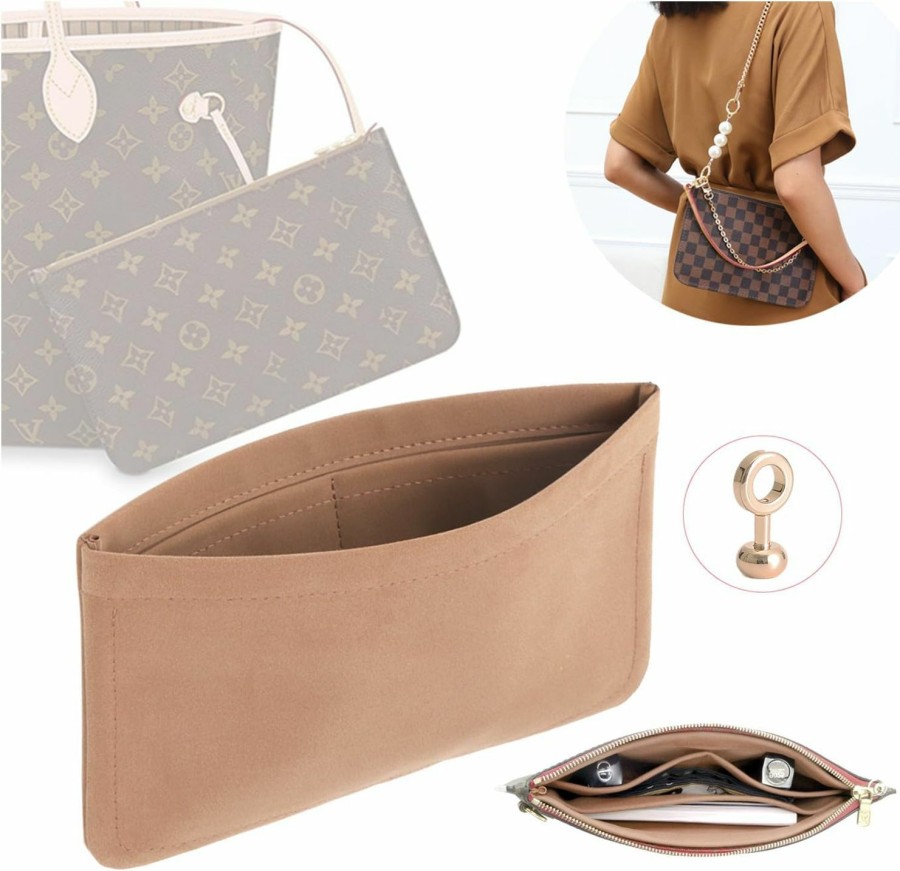 COICOIC Coicoic Crossbody Conversion Kit For Neverfull Pouch, Purse Insert Organizer Compatible With Lv Neverfull Mm Gm Pouch, Convert Tote Inner Pochette Into A Crossbody (Beige) | Handbag Accessories