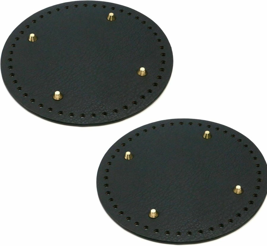 Curqia Curqia 2 Pack Round Pu Leather Bag Bottom Shaper Cushion Hand-Woven Bag Pad(Black) | Handbag Accessories