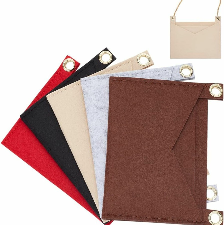 WADORN Wadorn 5 Colors Felt Purse Insert Organizer, Envelope Bag Organizer Insert Rectangle Pocket Insert Liner With Grommets Bag In Bag For Women Clutch Pochette Purse, 5.9X0.22X4.85 Inch | Handbag Accessories