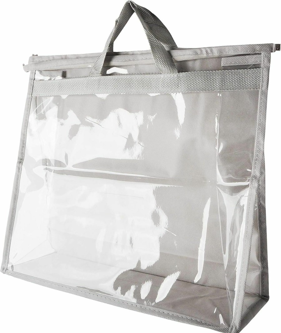 Vercord Vercord Clear Pvc Handbag Dust-Free Cover Moistureproof Purse Storage Bag Organizer With Handle Zipper Space-Save Holder For Closet Pink Xxl | Handbag Accessories