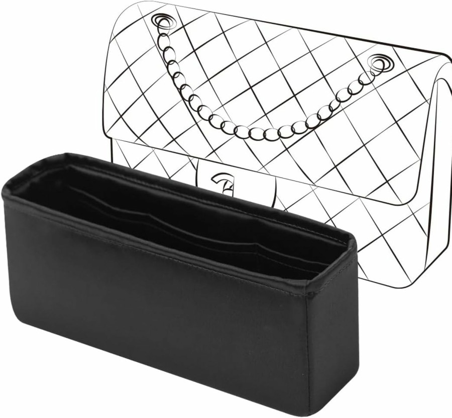 JLYZ Moon Jlyz Moon Classic Flap Insert, Purse Organizer Insert Compatible With Chanel Classic Flap Small, Lightweight And Silky Smooth, Bag Organizer For Cf Small 23 (Small, Black) | Handbag Accessories