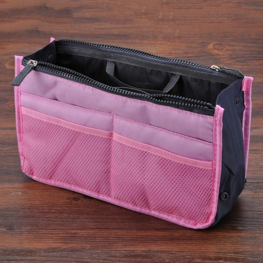 CJESLNA Cjeslna Lady Women Travel Insert Handbag Organiser Purse Large Liner Organizer Tidy Bag-Pink | Handbag Accessories