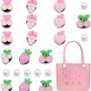 QTKJ Qtkj 23 Pcs Charms For Bogg Bag, Cherries, Grapes And Carrots For Bogg Bag Accessories, Compatible With Women Rubber Beach Bag Tote Handbag Decoration | Handbag Accessories