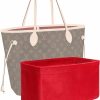 MTRSUE Mtrsue Original Velvet Purse Organizer Shaper Insert For Handbag, Women Tote Bag Organizer With Metal Zipper For Neverfull Speedy And More (Red, Large) | Handbag Accessories