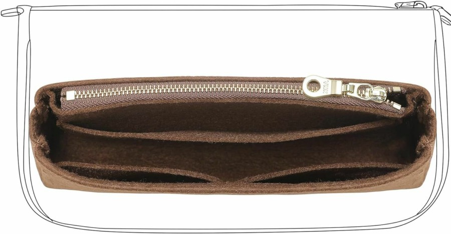 Doxo Doxo Felt Purse Organizer Insert For Tote,Bag Dividers For Handbags,Fit Lv Pochette Bags And More.(Brown-Felt) | Handbag Accessories