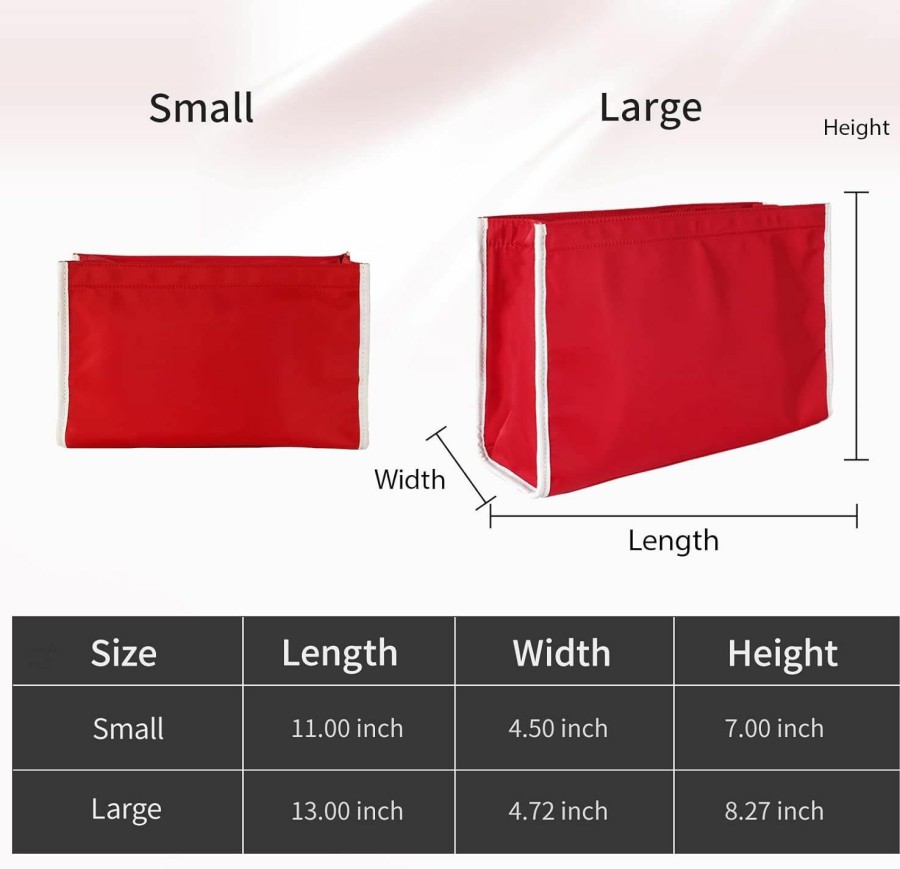 Generic Bag Organizer Suitable For Onthego Tote Bag, Premium Canvas Purse Organizer Insert For Tote Handbag With Zipper (Large, Red) | Handbag Accessories