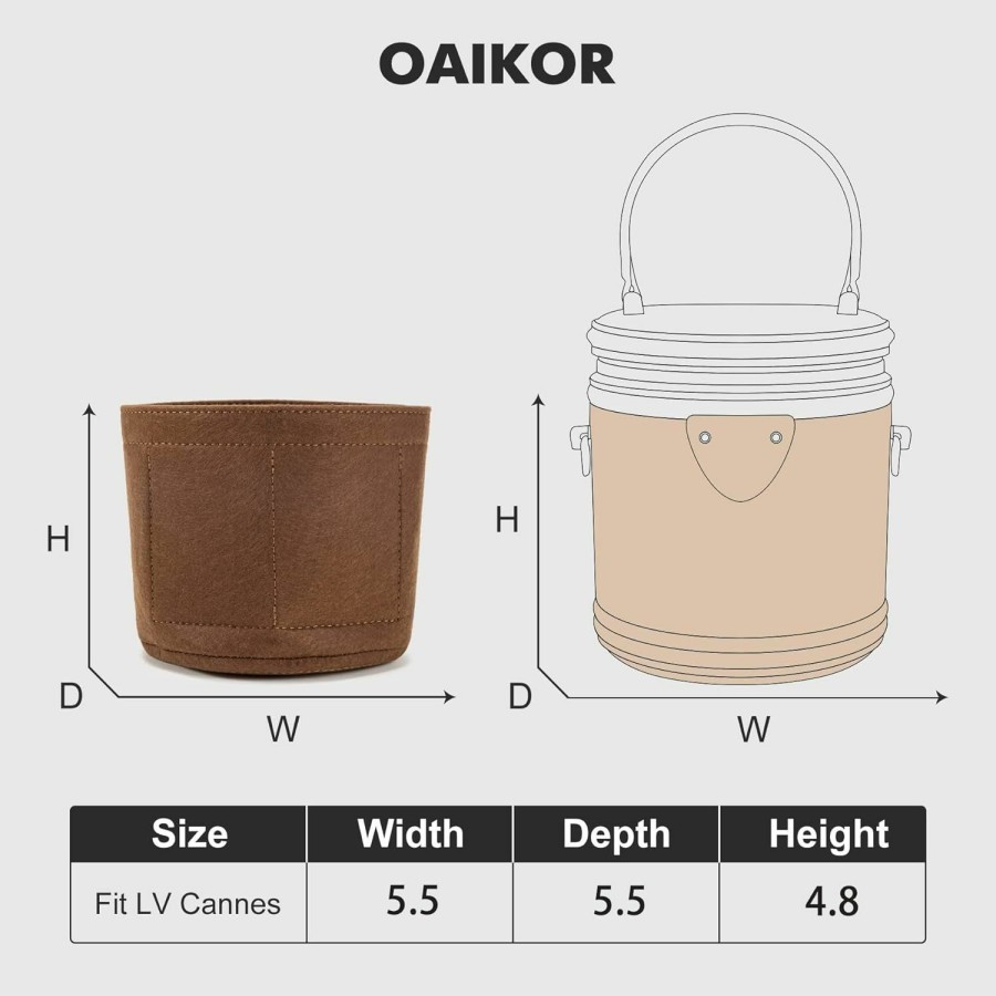 OAikor Oaikor Felt Purse Organizer Insert For Handbags,Bag Insert Organizer With Multi-Pockets,Tote Bag Organizer Fit For Lv Cannes Bag.(Brown-Felt) | Handbag Accessories