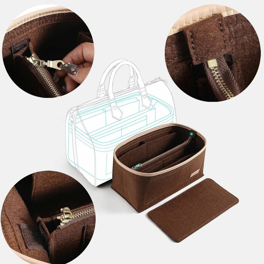 Doxo Doxo Purse Organizer Insert For Handbags & Base Shaper Combination,Tote Bag Organizer Insert With 6 Sizes,Compatible With Lv, Coachs, Mk, Kate Spades, Goyards, Longchamps More(M-Beige) | Handbag Accessories