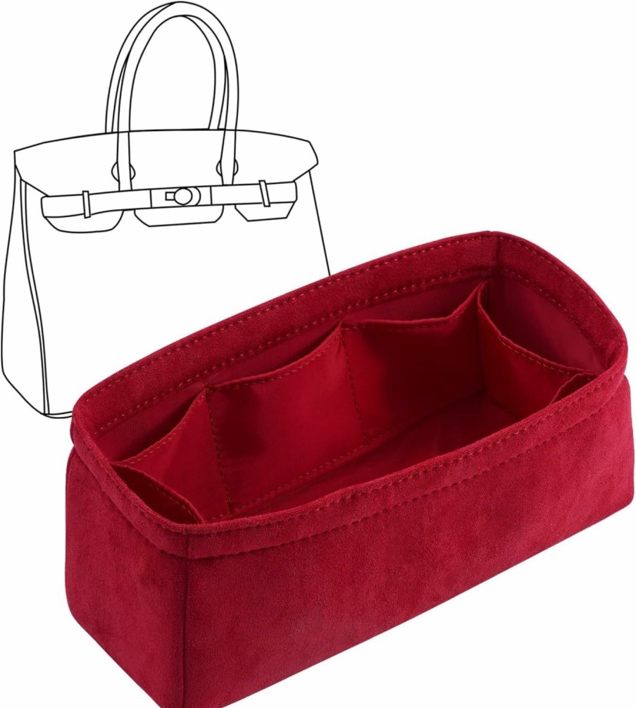 LOUKAYCCI Loukaycci Purse Organizer Insert Velvet Luxury Handbag Tote Fits Birkin25/30/35/40 Bags (Red, Bk35) | Handbag Accessories