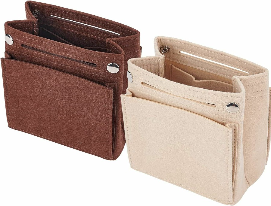 WADORN Wadorn 2 Colors Purse Felt Insert Organizer, Small Handbag Felt Organizer Tote Bag Divider Pocket Inside Bag In Bag Organizer Multi Pochette Accessories For Mini Purse Clutch Travel Bag, 5.9 6.2 Inch | Handbag Accessories