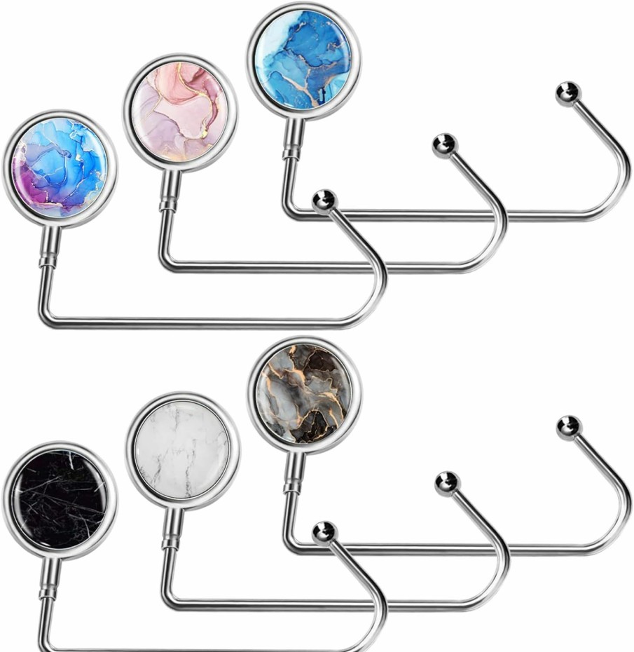 AUHOKY Auhoky 6Pcs Portable Purse Hook Handbag Hanger For Table, Fashionable Long Handbag Bag Holder Under Counter For Women Girls Bags Storage Gift(6 Vintage Patterns) | Handbag Accessories