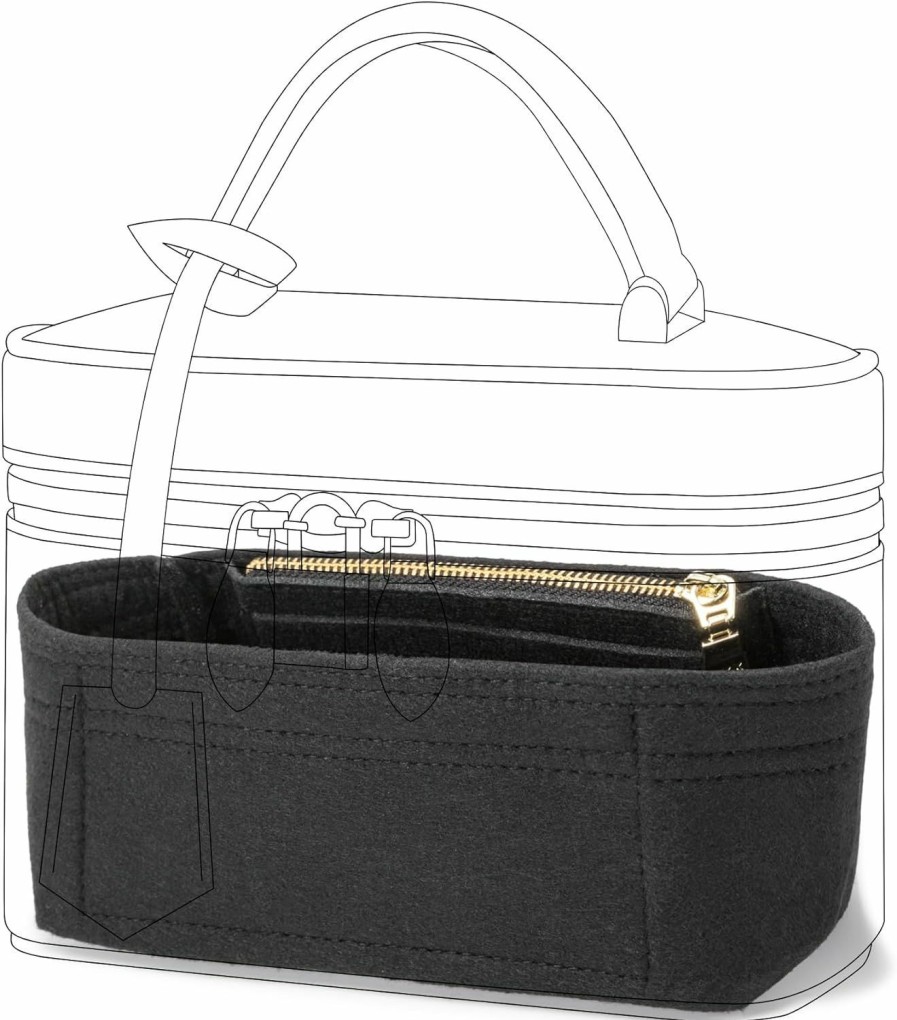 OAikor Oaikor Purse Organizer Insert,Felt Bag Insert For Handbags & Tote,Divider Fit Lv Vanity Pm(Felt-Black) | Handbag Accessories