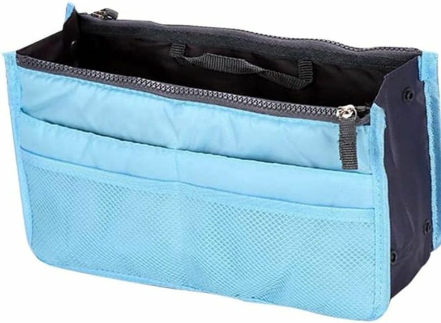 Generic Handbag Pouch Bag In Bag Organiser Insert Organizer Tidy Travel Phone Little Things Cosmetic Pocket (11.4X6.7X3.5 In.) (Blue) | Handbag Accessories