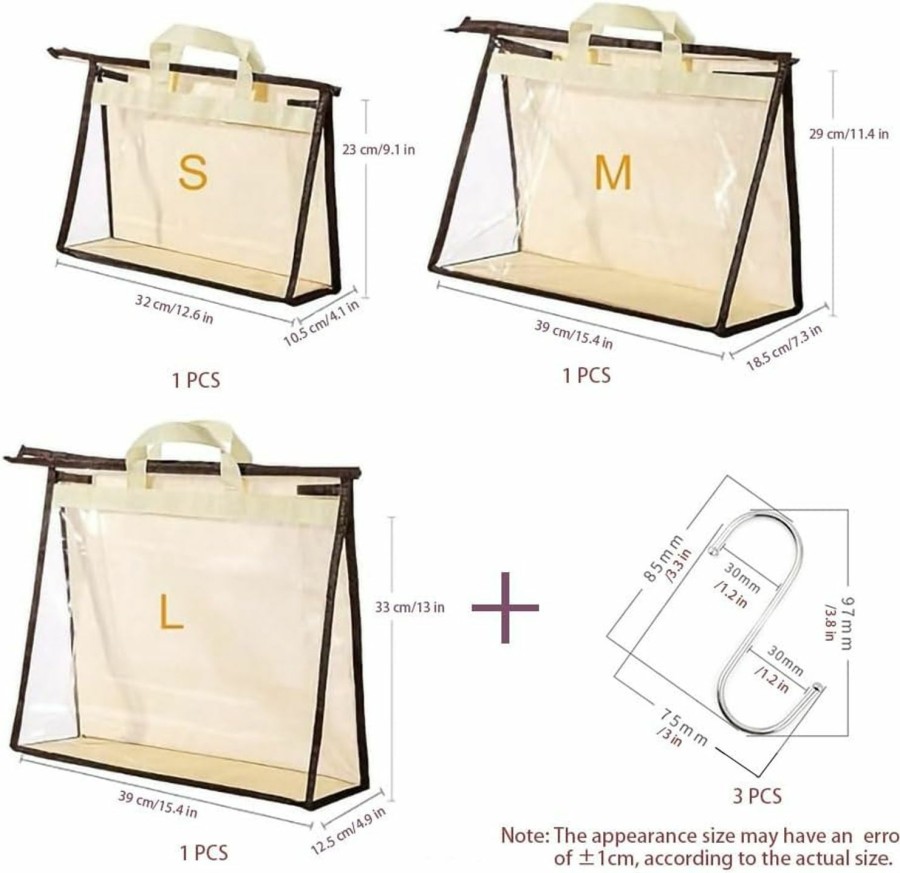 WyXyRy Wyxyry 3 Kinds Of Dust Bags. The Storage Bag Can Store Wallets, Handbags, Blankets And Other Dustproof And Moisture-Proof. (Beige,S-L-M) | Handbag Accessories