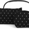 Crazy4Bling Three Piece Clear, Black And White Cosmetic Toiletry Bag Set With Anchors | Handbag Accessories