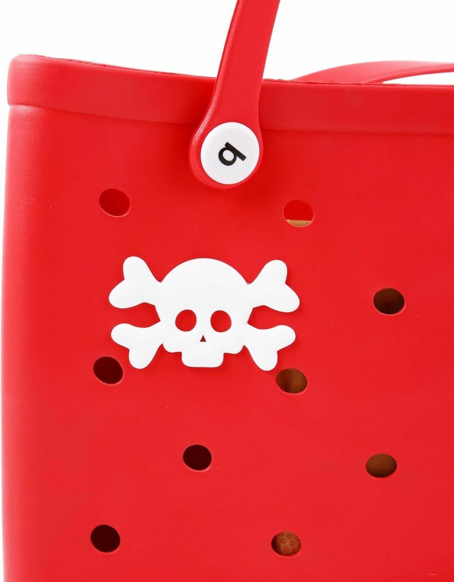 Vagocom Vagocom White Skull Charm Accessory For Bogg Bag And Simply Southern Tote,Halloween Decorative Inserts Accessories For Diy Your Beach Bag | Handbag Accessories