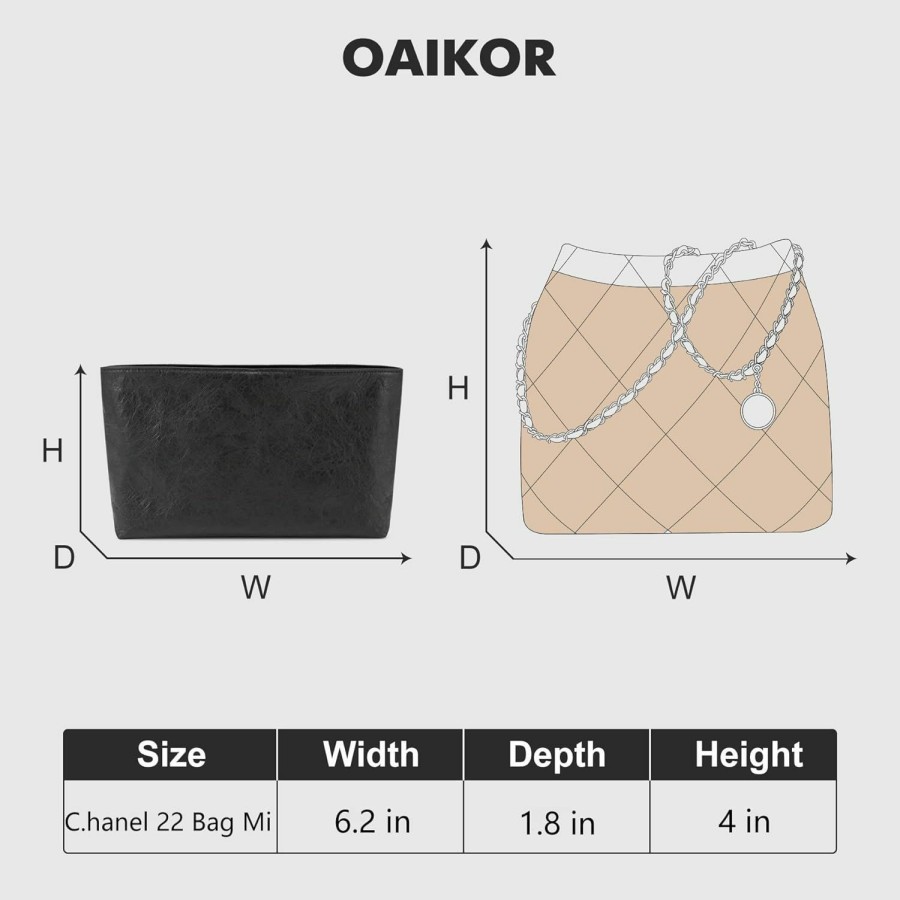 OAikor Oaikor Bag Organizer With Bag Shaper,Purse Organizer Insert For Handbags,Bag In Bag Organizer Insert Fit For Cc 22 Bag. (S-Black) | Handbag Accessories