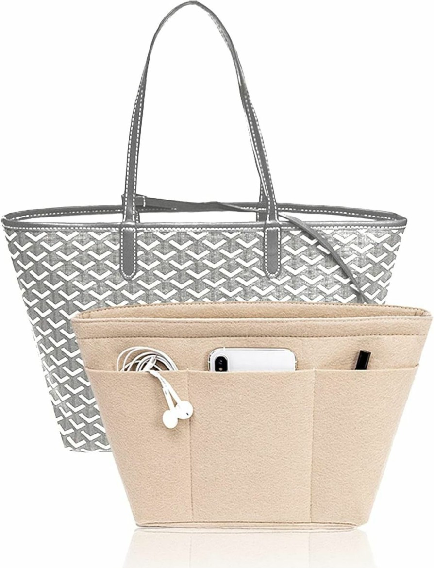 D.DUO D.Duo Purse Organizer Insert, Tote Bag Organizer Insert,Felt Bag Organizer With 12 Pockets, Compatible With Tote,Handbags (Black/Medium) | Handbag Accessories