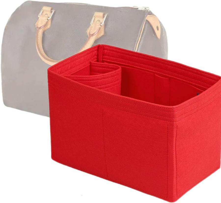 jiesinlov Jiesinlov Purse Organizer Insert For Handbags,Felt Bag Organizers Fit Tote Neverful Mm(Red-M) | Handbag Accessories