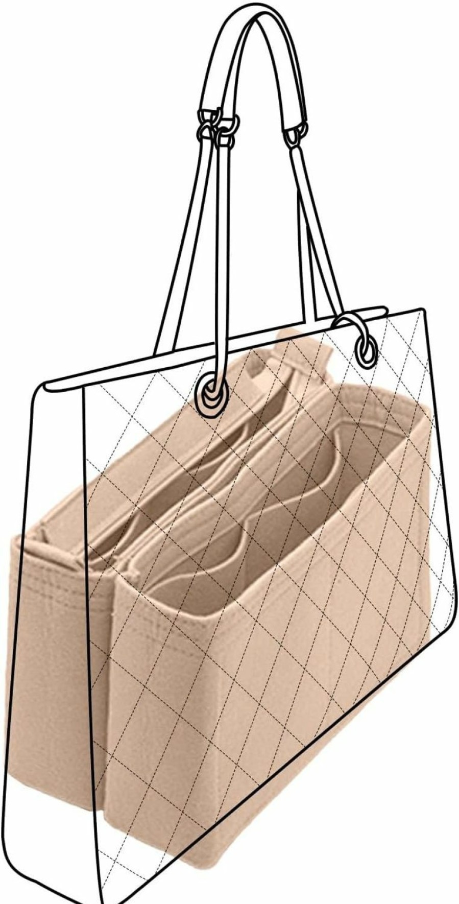 Lckaey Tote Bag Organizer Purse Insert For Chanel Gst Liner Bag Women Large Tote Bag Insert | Handbag Accessories