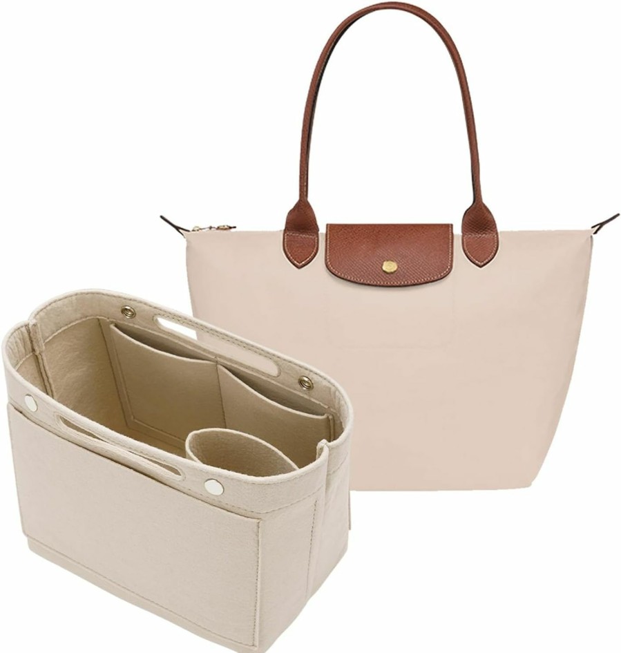 DOIAPUOS Doiapuos Purse Organizer Insert For Longchamp Le Pliage M Handbag Insert (Beige, Medium) | Handbag Accessories