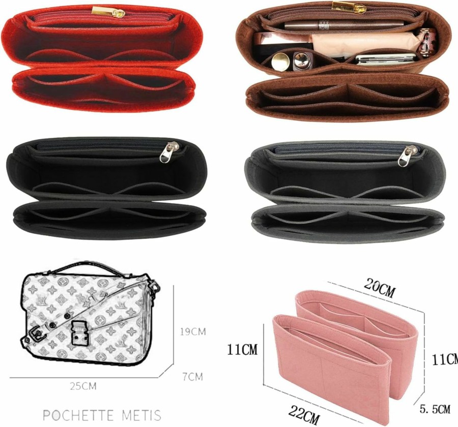 Lckaey Lckaey Purse Organizer For Messenger Bag Inserts Pochette Metis Lined Zipper Storage2084Coffee | Handbag Accessories