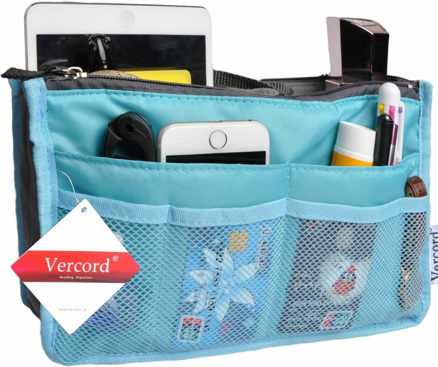 Vercord Vercord Purse Organizer Insert For Handbags Bag Organizers Inside Tote Pocketbook Women Nurse Nylon 13 Pockets Black Small | Handbag Accessories