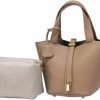 Generic Small Bucket Handbag With Lock And Key Closure And Small Makeup Bag Included, Made In Vegan Leather Handbag | Handbag Accessories