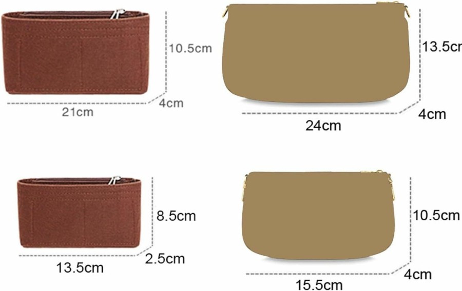 Lckaey Lckaey Purse Organizer For Mahjong Postman Bag Felt Liner Storage And Sorting Bag Felt Insert 2040Brown | Handbag Accessories