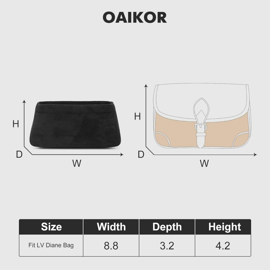 OAikor Oaikor Purse Organizer Insert With Zipper,Velvet Bag Organizer For Tote,Handbag Organizer Insert For Lv Diane Bag(Black-Velvet) | Handbag Accessories