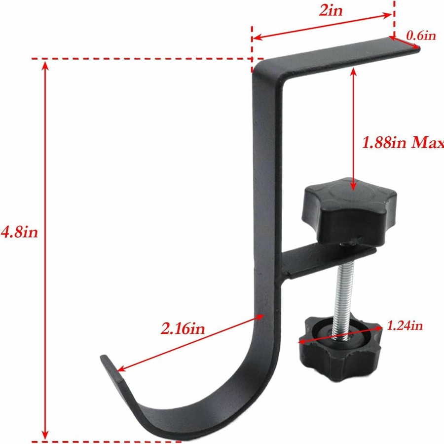 FarBoat Farboat Space-Saving Table Edge Hanger Adjustable Under Desk Hook For Schoolbag Handbag Headphone Office Stuffs For 0.5-2.35In Panel Thickness (Black) | Handbag Accessories