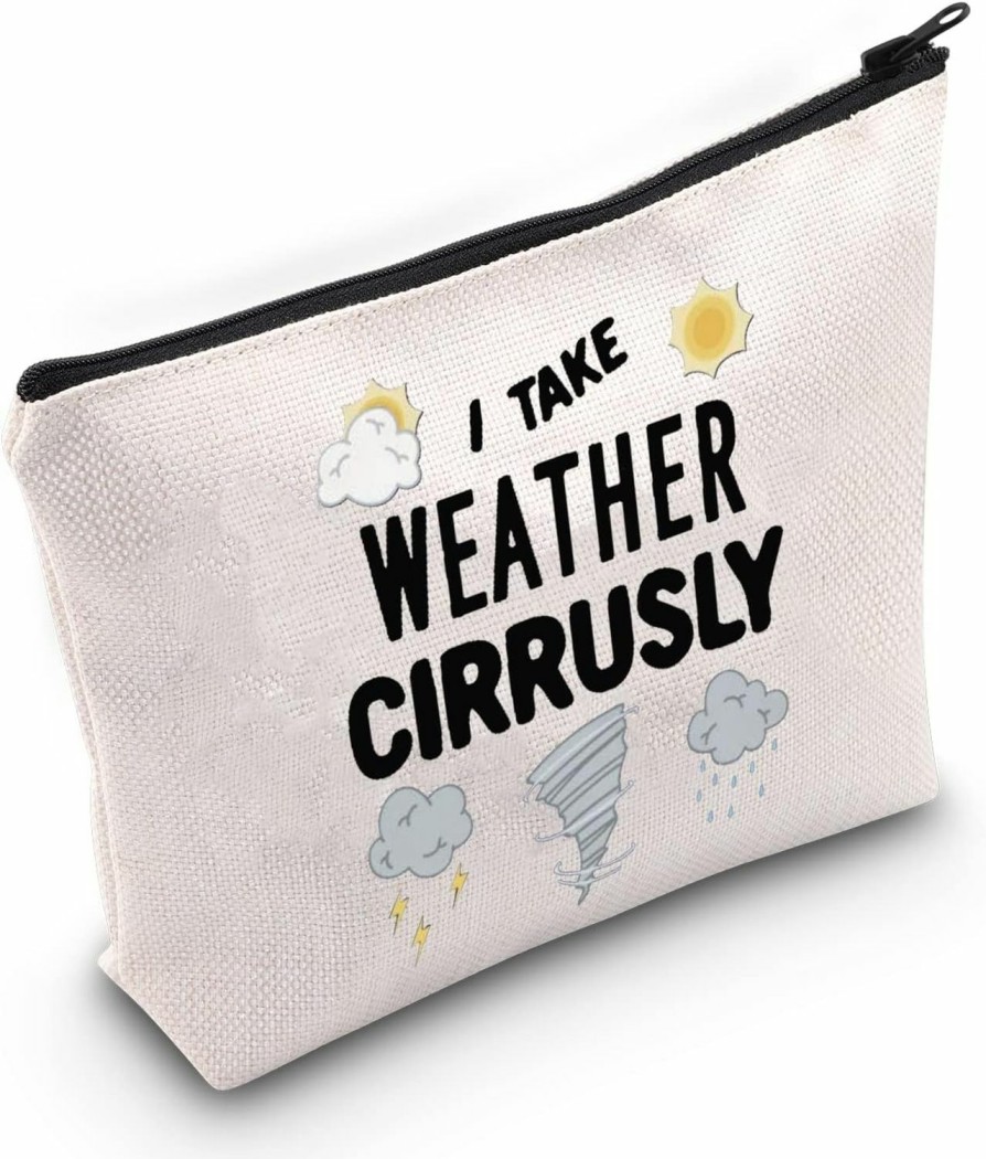 LEVLO Levlo Meteorology Cosmetic Make Up Bag Meteorologist Gift I Take Weather Cirrusly Makeup Zipper Pouch Bag For Friend Family (I Take Weather) | Handbag Accessories