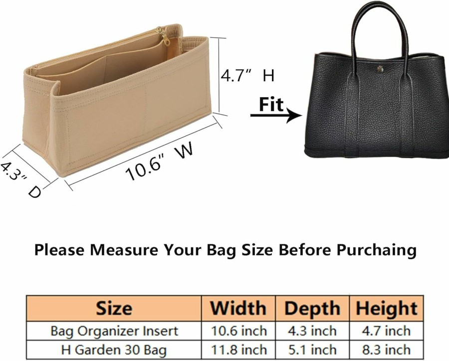 Doxo Doxo Bag Organizer For Tote,Felt Purse Insert Organizer,Perfect For H Garden Party 30(Beige) | Handbag Accessories