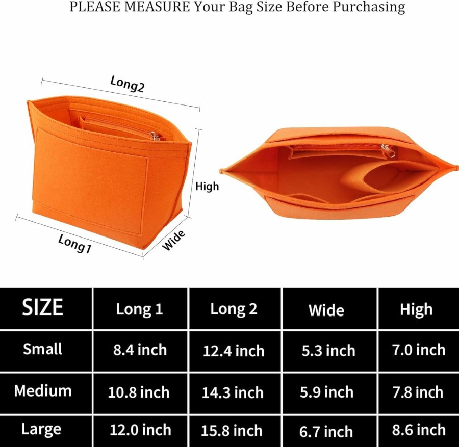 LOUKAYCCI Loukaycci Purse Organizer Insert For Le Pliage Large Handbags Insert Organizer(Orange, Small) | Handbag Accessories