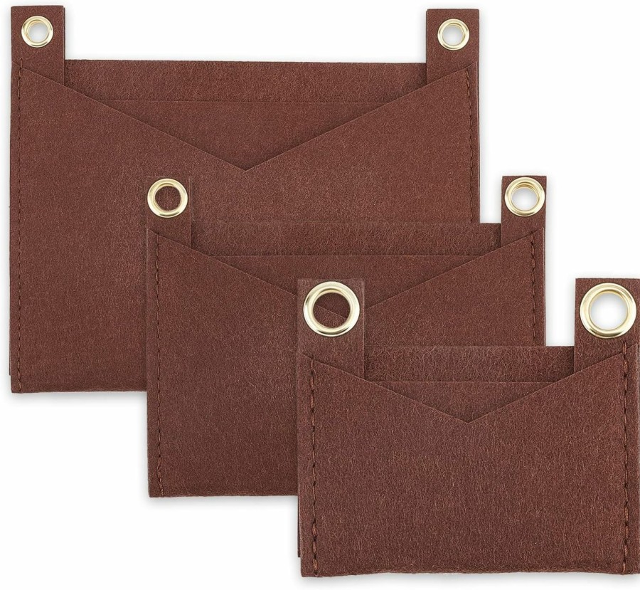 AMIJOUX Amijoux 3 Pcs Brown Purse Felt Insert Organizer,Felt Handbag Insert Liner For Handbag Pochette Envelope Bag, Eyelet Pouch Purse For Kit Tote Bag Conversion Organizer | Handbag Accessories