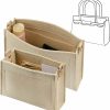 EsLuker.ly Esluker.Ly 2Pcs Felt Purse Organizer Insert With Zipper, Premium Microfiber Handbag Shaper Tote Bag Organiser Insert Fit Toiletry Pouch 26 19 - Large&Small, Khaki | Handbag Accessories